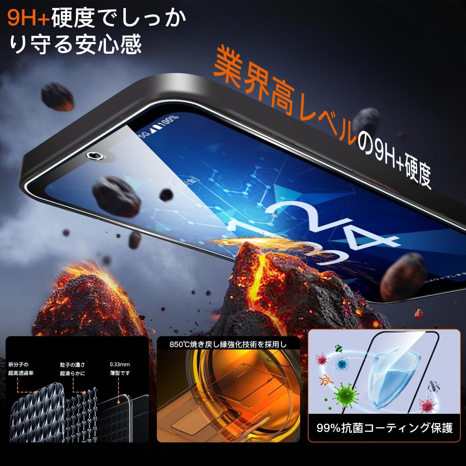 Для стеклянной пленки DIGNO SX5 KC-S306 [комплект из 2 предметов, изготовленный в Японии Asahi Glass] Для защитной пленки DIGNO SX5 film сертификат SGS· Твердость 9H + для жидкокристаллической защитной пленки KC-S306 glass Ультратонкий корпус с полной защитой поверхности Высокая пропускаемость, ударопрочность, небьющееся покрытие, уменьшение отражения, водо- и маслостойкость, предотвращение образования пузырьков воздуха Автоматическая адсорбционная паста easy Fierymoto обычный продукт, фото 3
