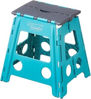 カインズ(CAINZ) 持ち運びしやすい折りたたみ踏み台 ハイタイプ 幅38.5cm 奥行32cm 高さ39.5cm ブルー 底面に傷付き防止ラバーシート 踏み台 ステップ台 折り畳みスツール