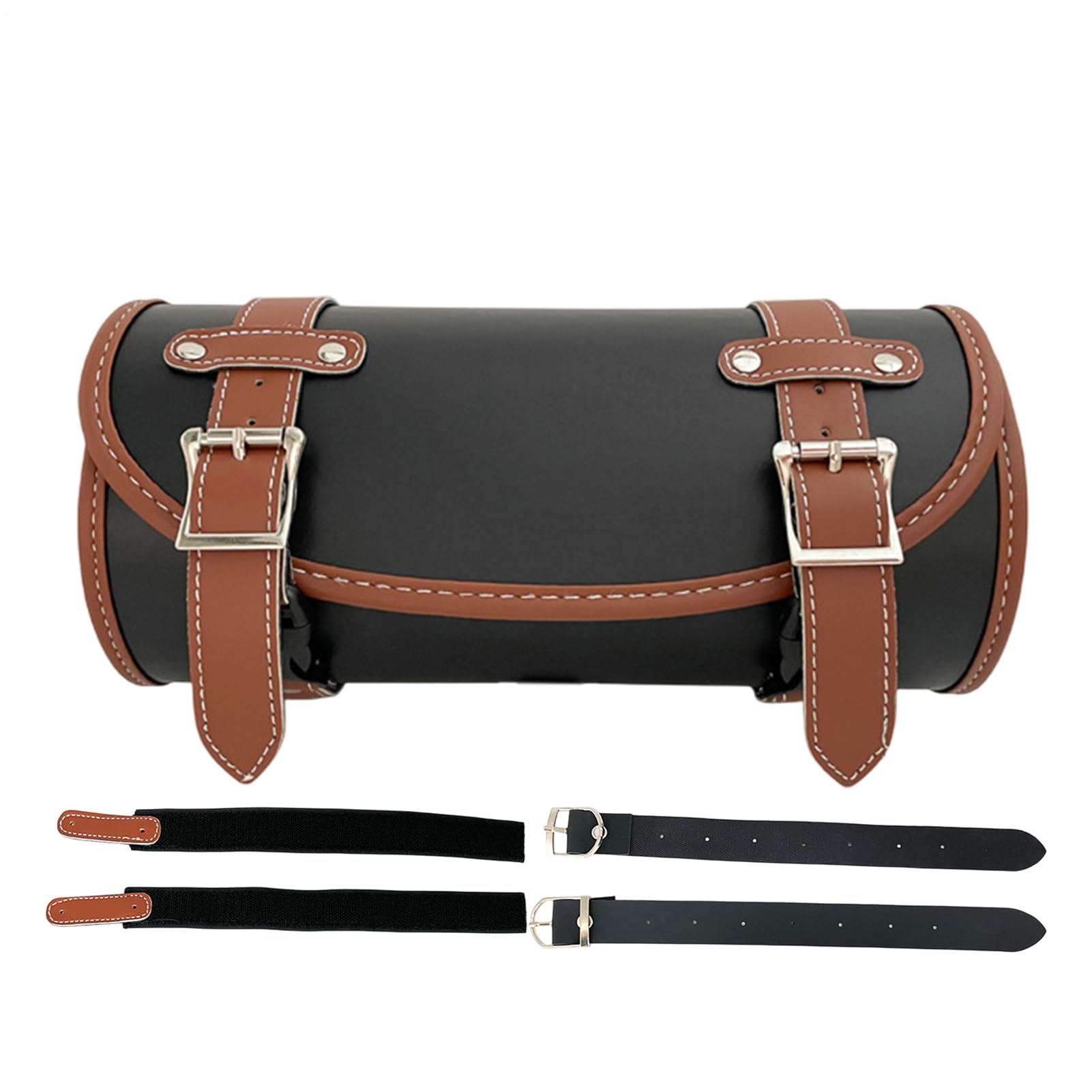バイク ツールバッグ 29x12x13cm ハンドル Bag 自転車 バイク フロント Bag バイク用サドルバッグ PUレザー 収納 小物入れ 取付簡単 ブラックブラウン