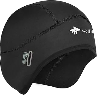 WOLFILIST インナーキャップ サイクルキャップ 秋冬用 ヘルメット インナー 帽子 防寒 防風 スカルキャップ ビーニー 裏起毛 保温 耳あて 男女兼用 自転車・スキー・ 登山 ・ランニング 帽子