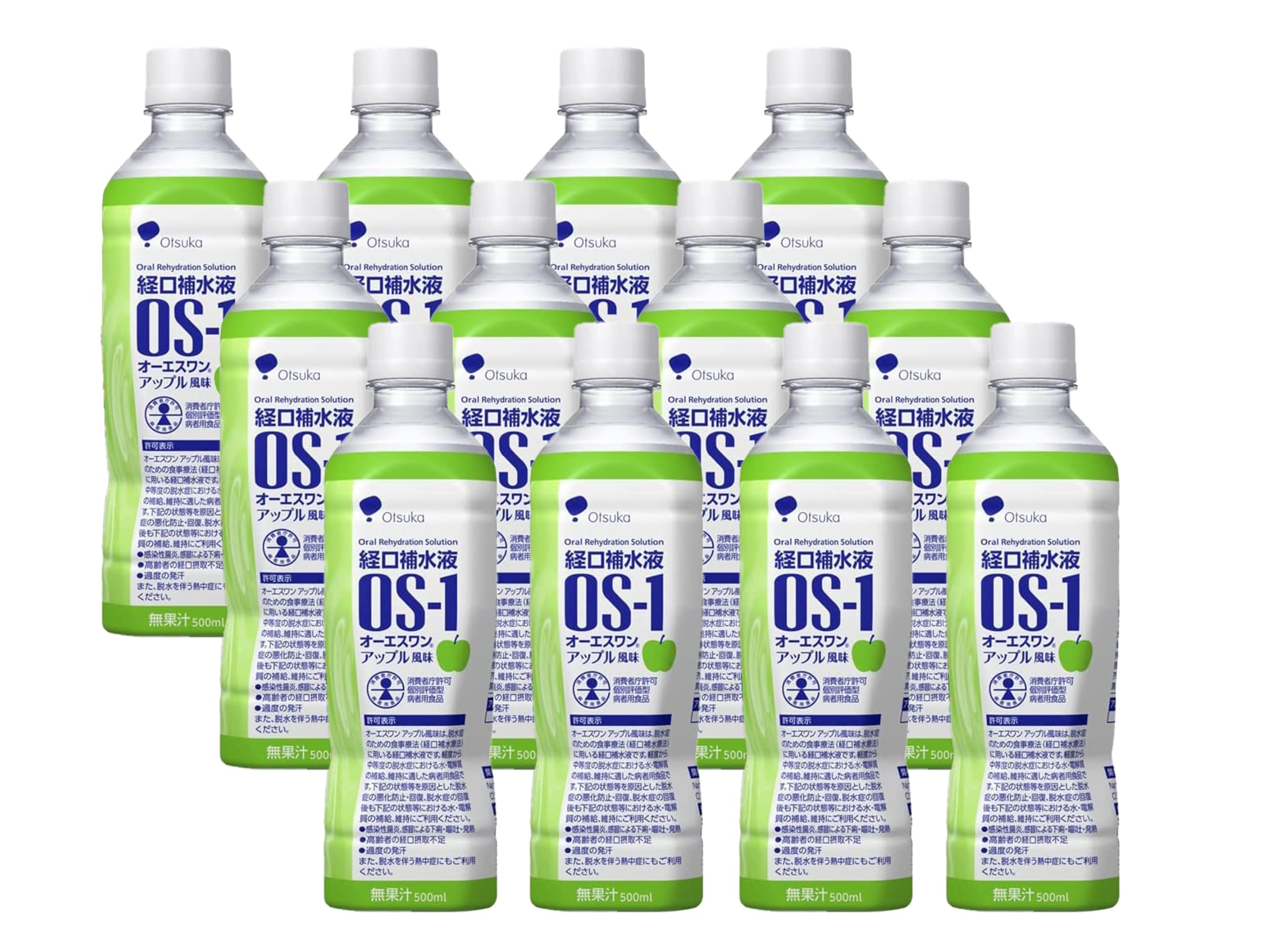OS-1 Oral Rehydration Liquid, Apple Flavor, 16.9 fl oz (500 ml) x 12 Bottles, Cardboard Box Packed