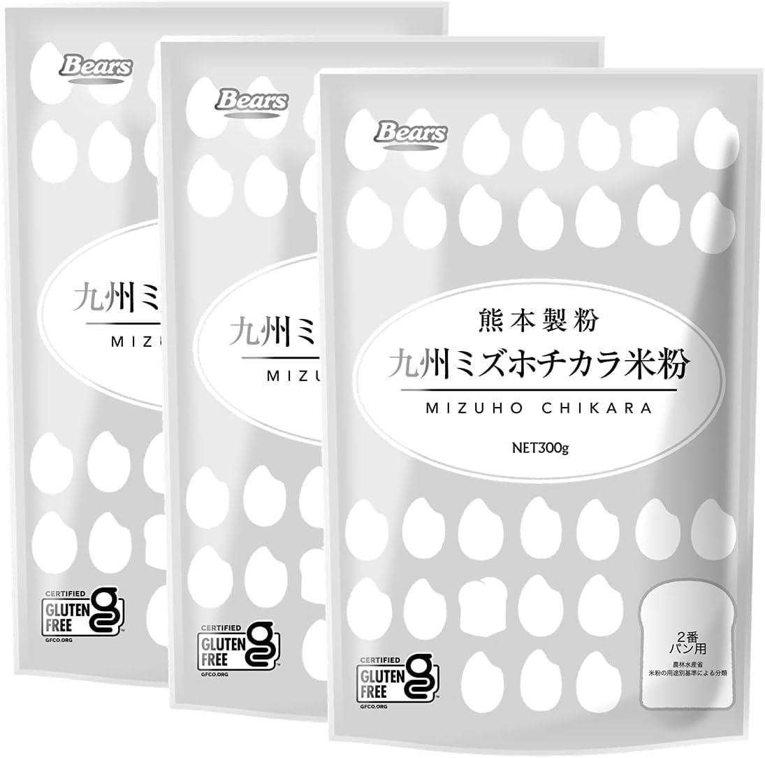 Kumamoto Flour Milling Kyushu Mizuho Chikara Bread Rice Flour 300g Gluten-Free Kyushu-Produced Mizuho Chikara 100% (300g×3 bags)