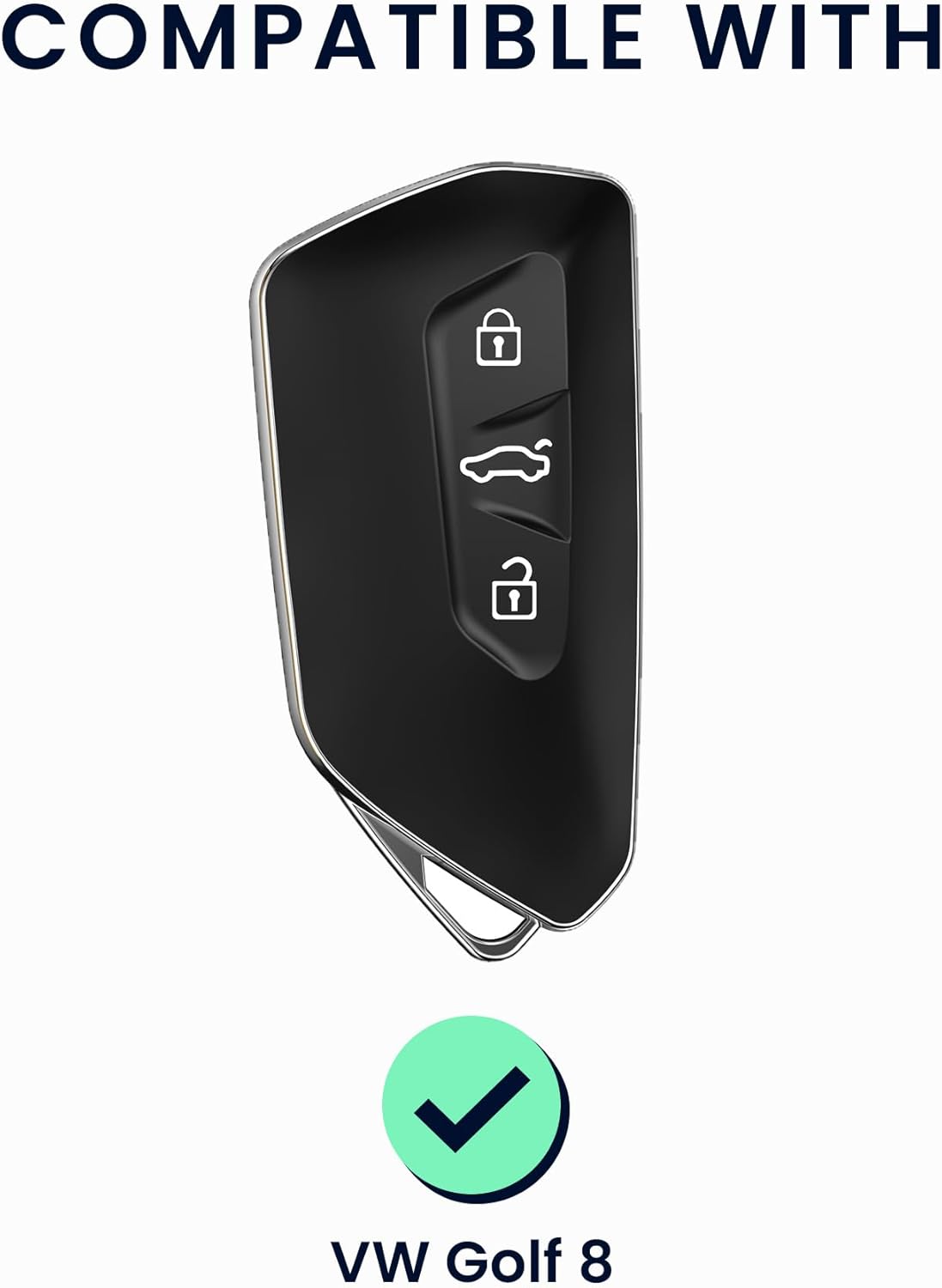 чехол для ключей kwmobile для VW Golf 8 с 3 кнопками - Чехол для ключей TPU Clear - Противоударная защита автомобильных ключей Черный / Прозрачный Черный / Прозрачный Прозрачный, фото 3