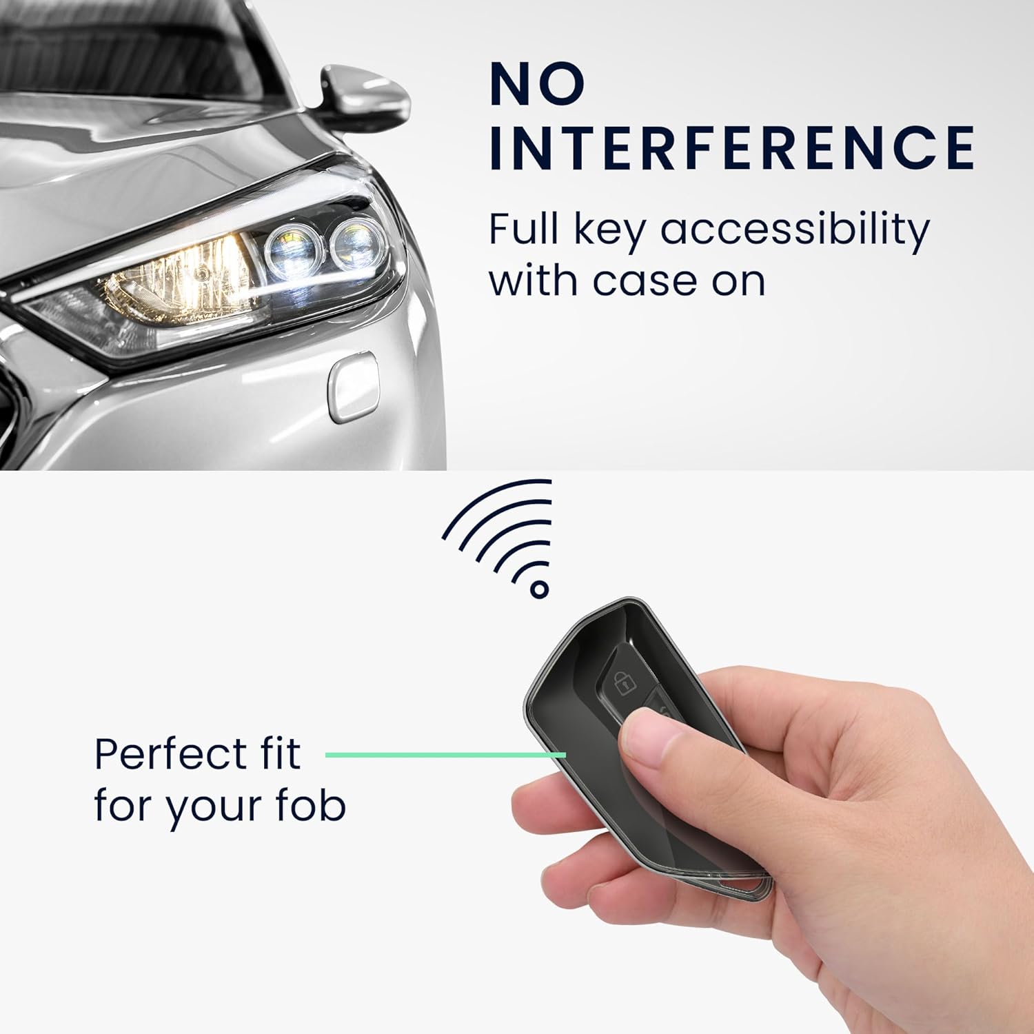 чехол для ключей kwmobile для VW Golf 8 с 3 кнопками - Чехол для ключей TPU Clear - Противоударная защита автомобильных ключей Черный / Прозрачный Черный / Прозрачный Прозрачный, фото 5