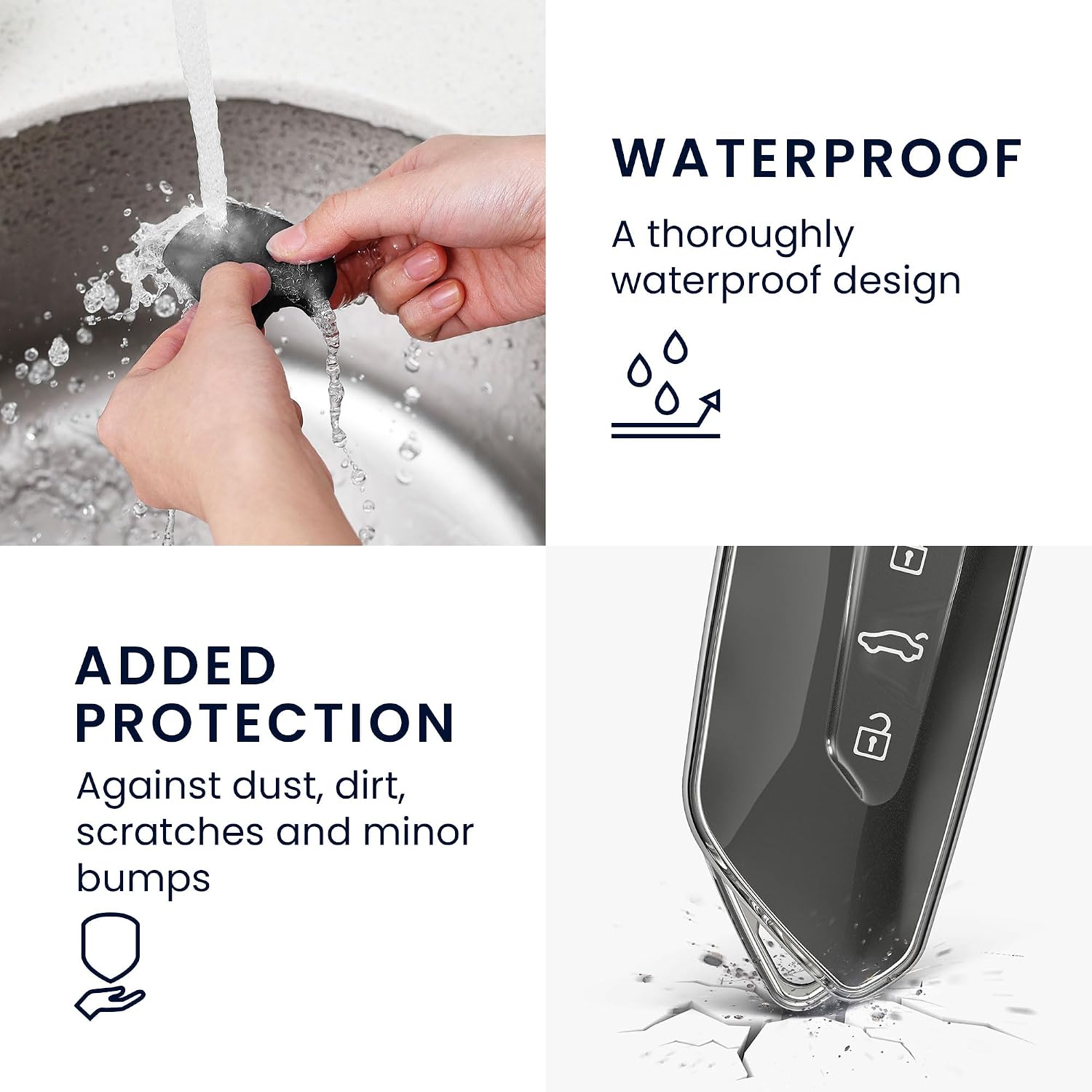 чехол для ключей kwmobile для VW Golf 8 с 3 кнопками - Чехол для ключей TPU Clear - Противоударная защита автомобильных ключей Черный / Прозрачный Черный / Прозрачный Прозрачный, фото 7