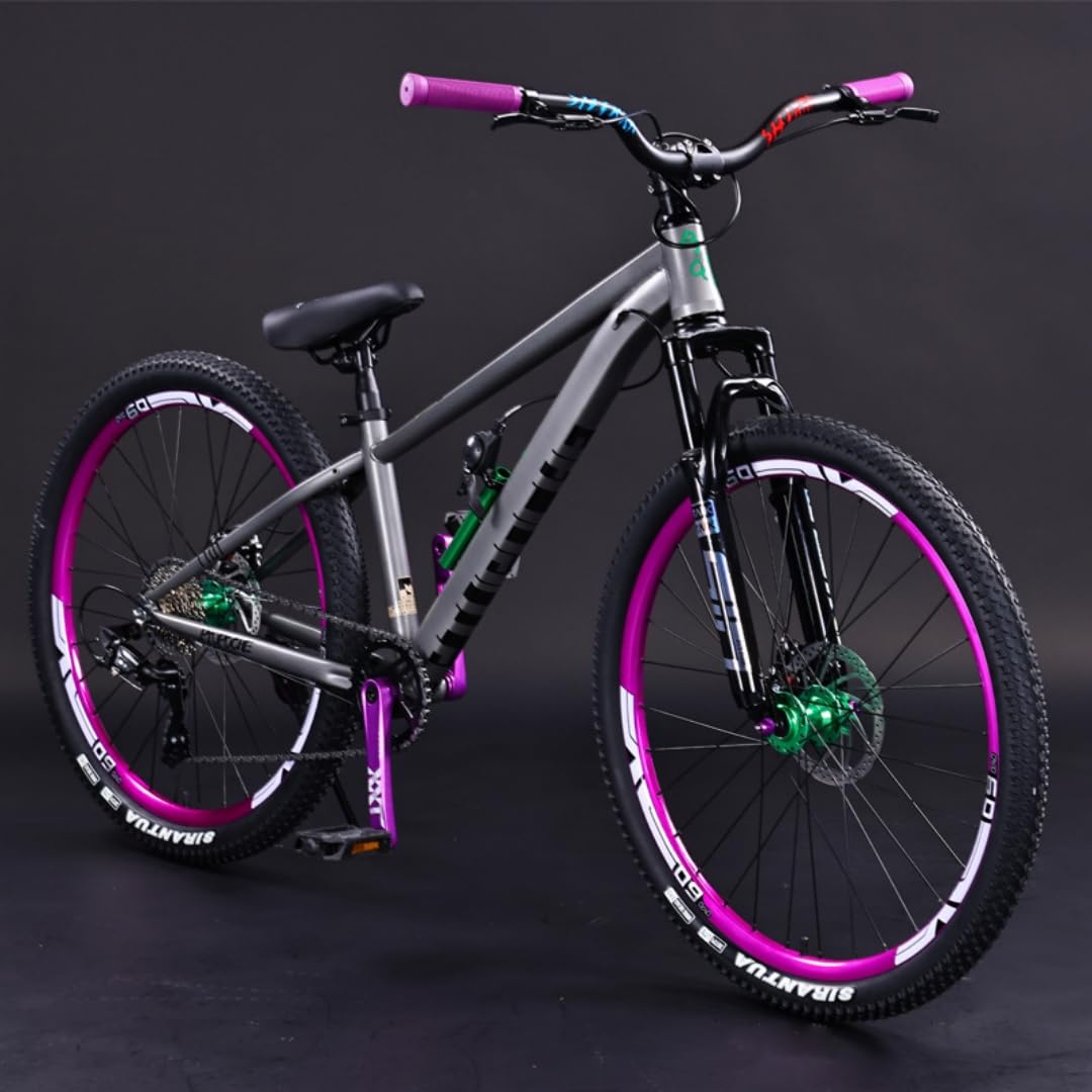 WGM Bicycle, Cross Bike, 26 x 17 Inches, 8 Speed, High Carbon Steel Frame, Front Suspension, Front and Rear Disc Brakes, For Beginners, Commuting to Work or School, Children, High School Students
