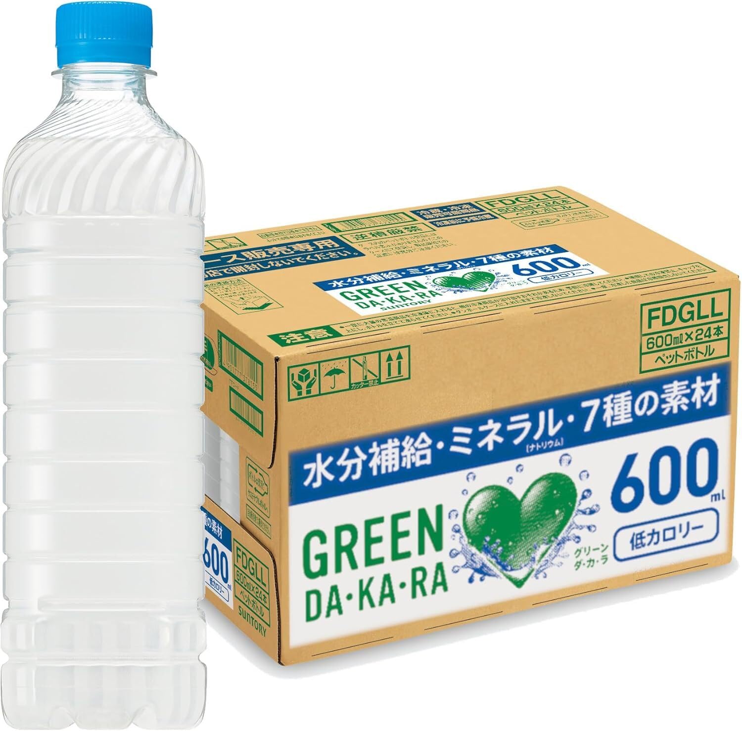 Suntory GREEN DA・KA・RA Label-Free Sports Drink, Plastic Bottle (Freezer Compatible) (Heatstroke Prevention) 20.3 fl oz (600 ml) x 24 Bottles Bundle Sale 600 mL (x 24) Tagless