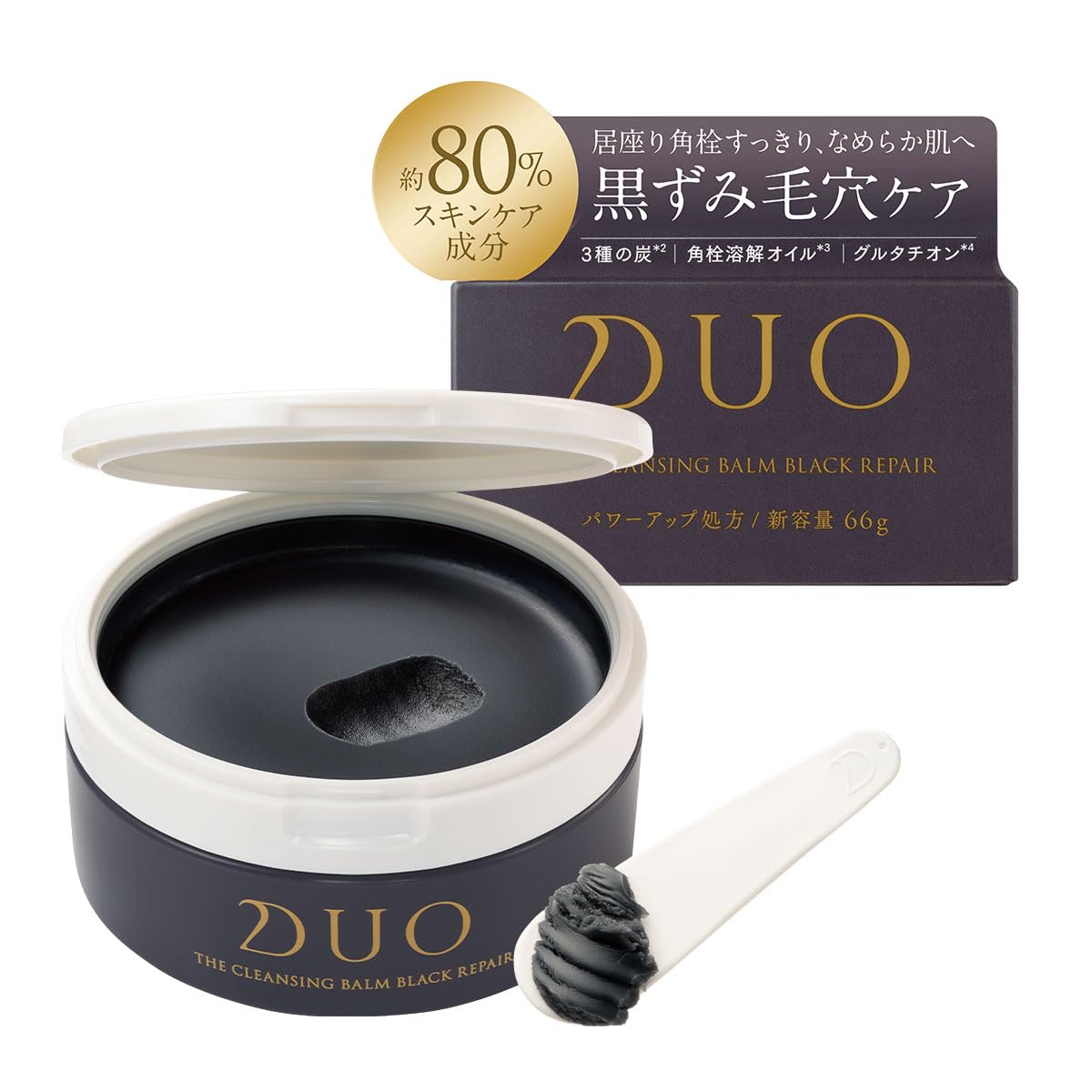 Pore prevention and dark pore care. DUO The Cleansing Balm, Black Repair, 2.3 oz (66 g), Black Balm, Cleansing, Pores, Blackheads, Makeup Removal, Skin Care, Waterproof, No Face Wash Necessary, Moisturizing Duo 66g