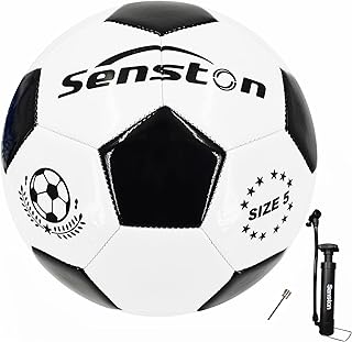 Senstonサッカーボール5号球PUサッカーボール-き-トレーニング試合サッカー大人と青少年サッカーポンプ付