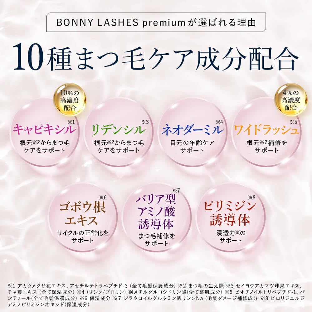 Густая сыворотка для ресниц Bonnie LASHES Premium, 3 мл [Не содержит пигментных веществ, не используется Мацуэ Курумацу, ок.] Культура акклиматизации стволовых клеток человека, экзосома NMN, без добавок для ухода за ресницами, глазами и бровями, сделано в Японии, BONNY LASHES Premium FABIUS, фото 4