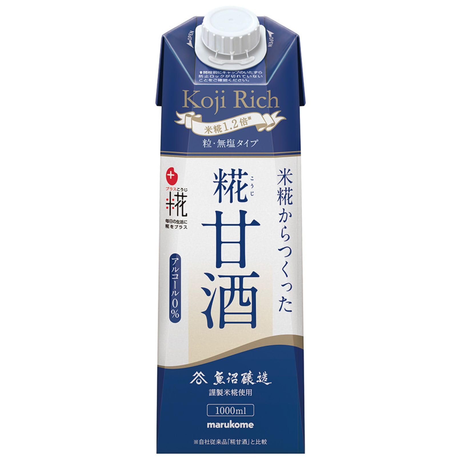 Marukome Plus Koji Koji Koji Sake Made from Koji Rice, LL No Salt Type, Koji Rich Grains, 33.8 fl oz (1,000 ml) x 6 Bottles, No Additives, No Sugar, Alcohol Free, Nutritional Supplement