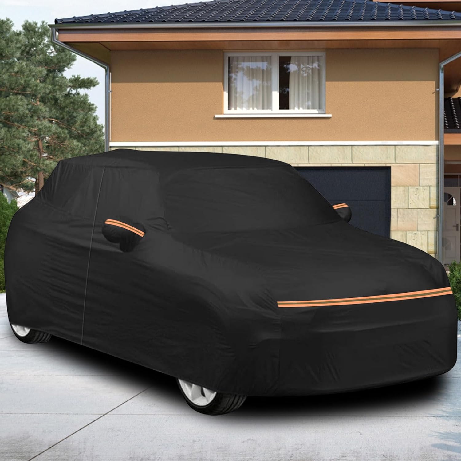 Автомобильный чехол Toyota Prius 2015-2024 ZVW50/60 Автомобильный чехол для кузова, задняя часть которого покрыта матовым толстым желтым песком, водонепроницаем, защищен от пыли, ультрафиолетовых лучей, упругой ветрозащитной веревки с соответствием четырем сезонам (черный), фото 9
