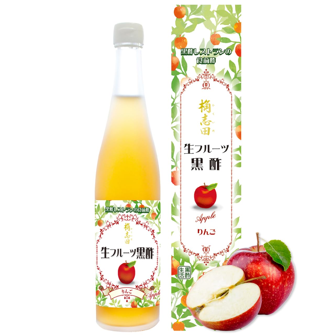 Raw Fruit, Black Vinegar, Apple 16.9 fl oz (500 ml), For Dilution, Apple Vinegar, Made in Japan, Additive-free, Diet Drink, Fukuyama Black Vinegar, Narashita