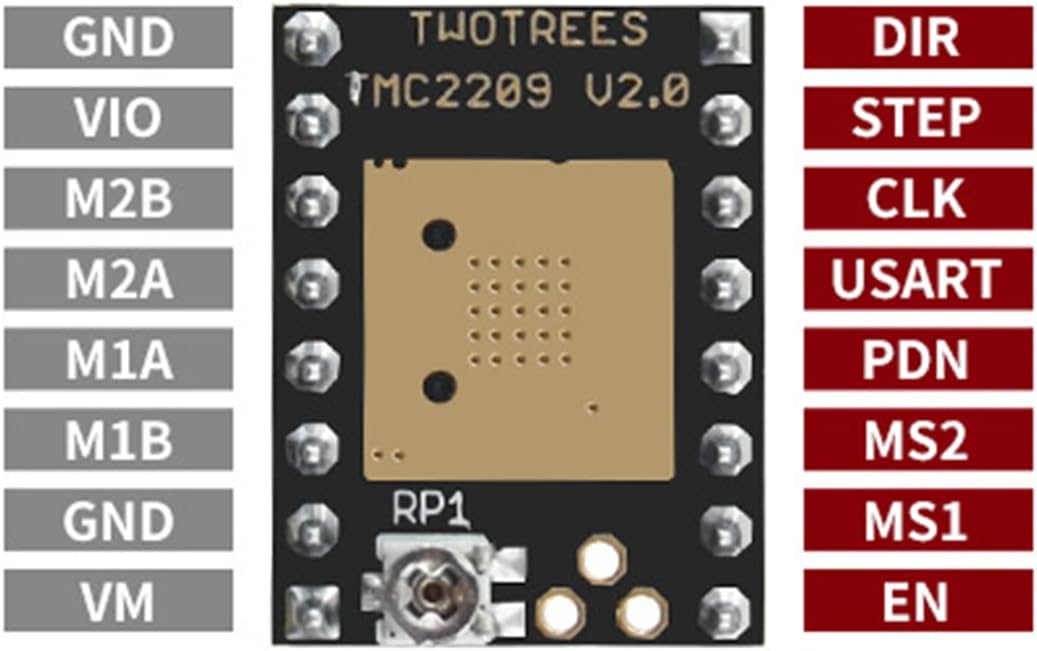 Драйвер шагового двигателя TMC2209 V2.0 на 256 микрошагов для контроллера 3D-принтера с теплоотводом на 256 микрошагов, фото 4