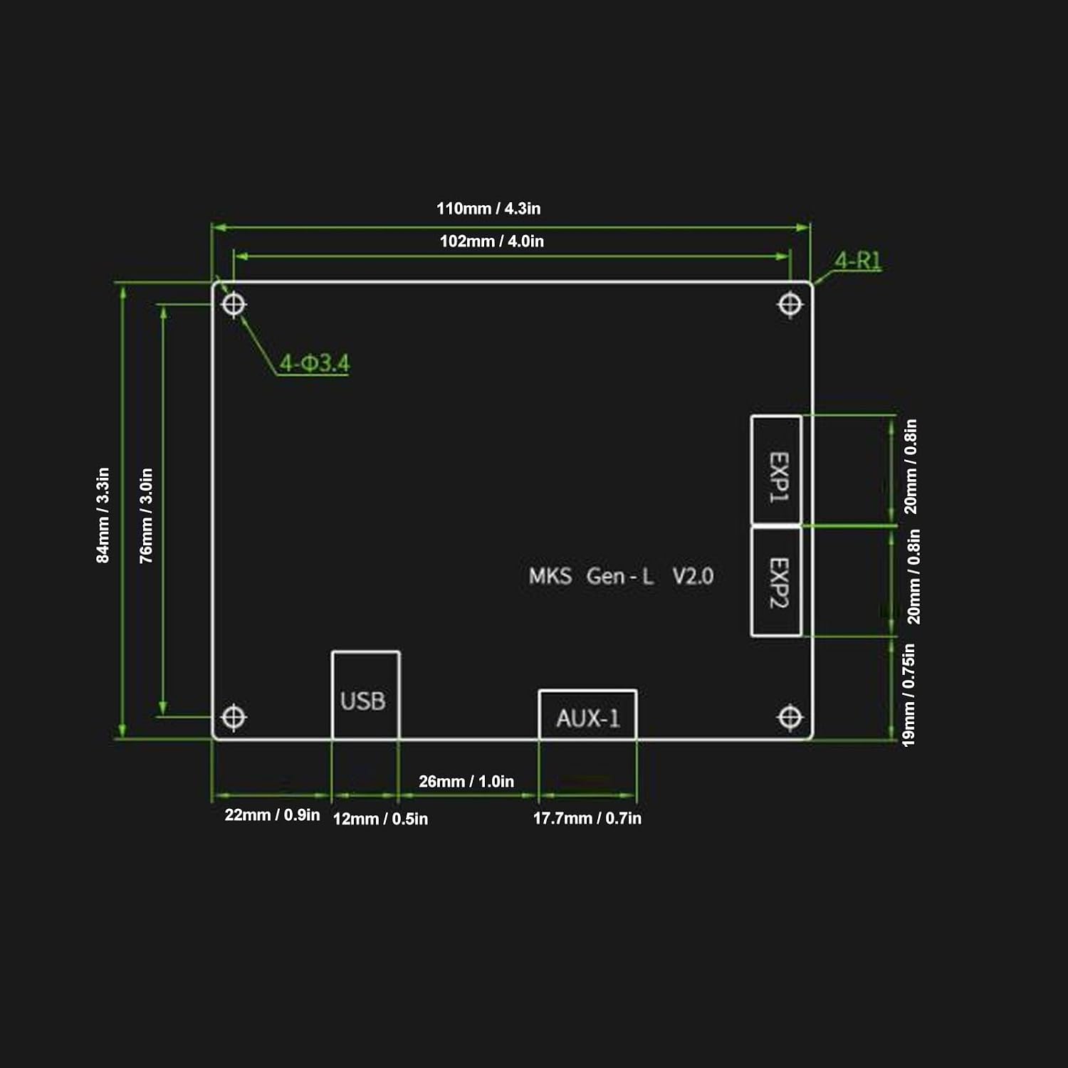 3D принтер MKS DC12V DC24V V2 1 Материнская плата Gen Плата принтера 4 слойная печатная плата L типа полноцветный ЖК дисплей совместимый с драйвером шагового двигателя, фото 2