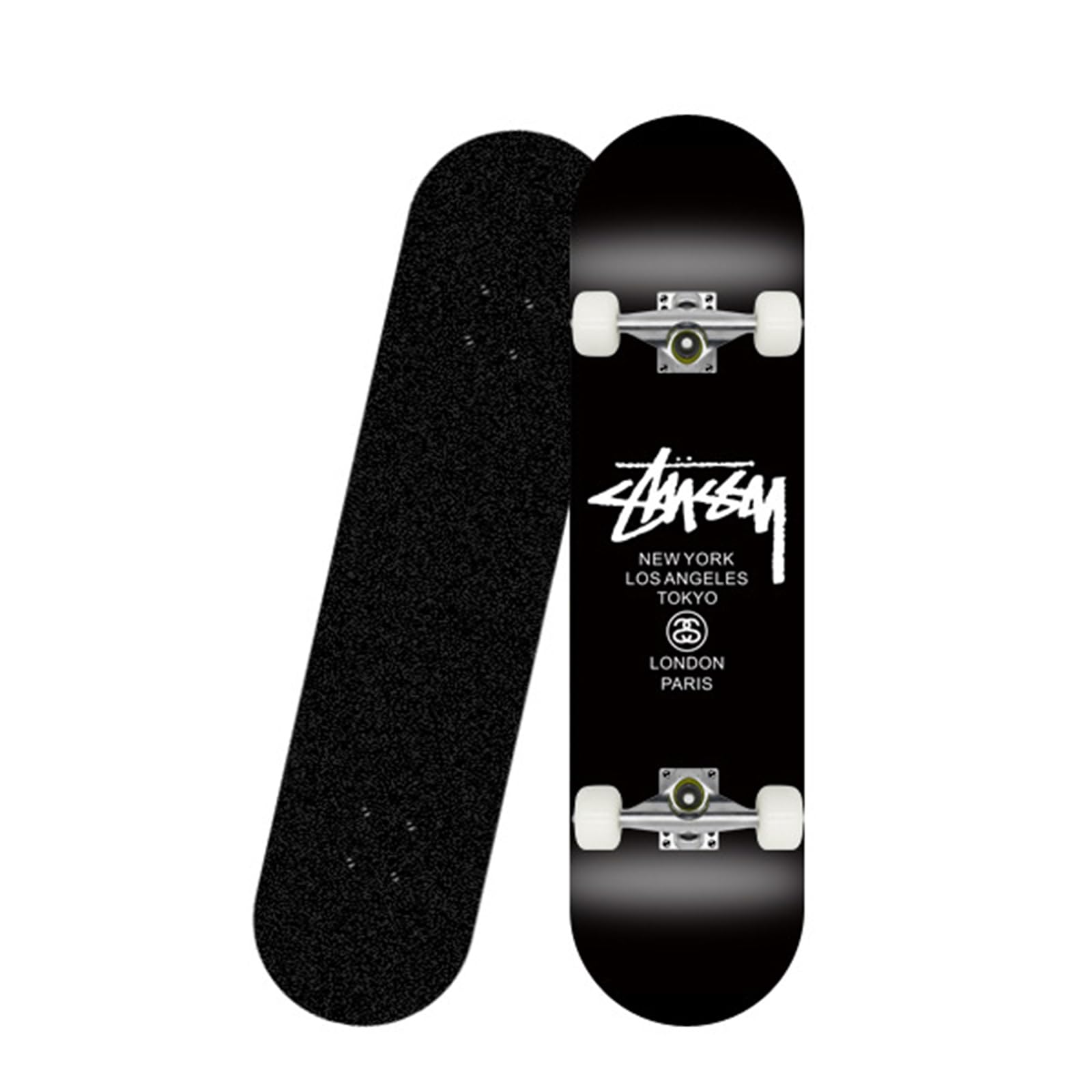 Skateboarding, Kids Skateboarding, Complete Skateboard, Competition Specs, Practice Balance Feel, Beginner, Advanced, Double Kick Deck, Four Wheel Skateboard, Concave Cruiser, Kids and Adults, 7 Layer stussy