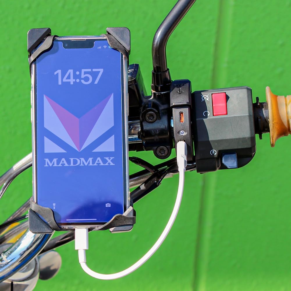 Тонкий USB-блок питания для велосипеда TYPE-A + TYPE-C, 2 ПОРТА с водонепроницаемой КРЫШКОЙ, зарядка смартфона, зарядка мобильного телефона, зарядка смартфона, Водонепроницаемый зажим для велосипеда IP65, USB, фото 6