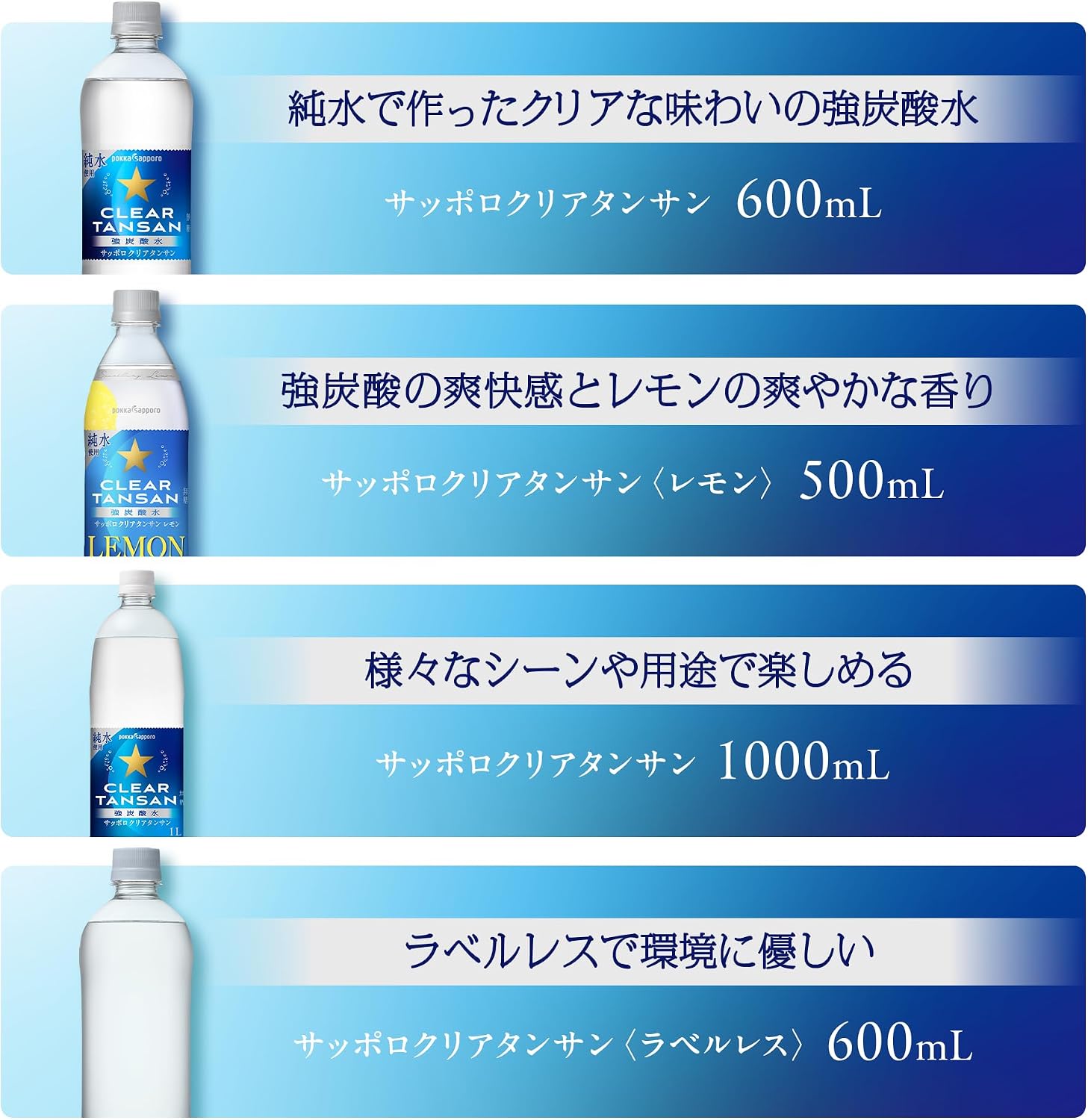 【Крепкая газированная вода】Sapporo Clear Tansan, без этикетки, 20,3 жидких унций (600 мл) х 24 бутылки (ранее газированная вода Delicious) POKKA SAPPORO, Без сахара, Чистая вода, Обычная ПЭТ-бутылка, Новый миксер, фото 8