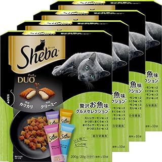 シーバ デュオ 成猫用 贅沢お魚味グルメセレクション 200g(20g×10袋)×4箱 ドライフード おやつ カリカリ 総合栄養食 キャットフード 猫 Sheba DUO 小分け 小袋 まとめ買い