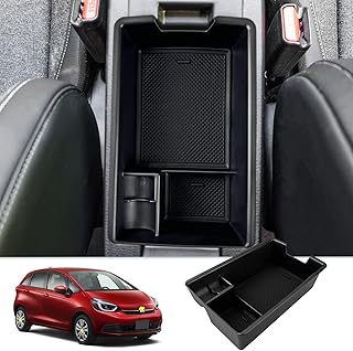 SKTU ホンダ フィット 新型 FIT 車用 内蔵型コンソールボックス フィット収納トレイ ラバーマット付き 小物入れ フィット センターコンソールトレイ アームレスト収納ボックス コインケース 装着簡単 カスタムパーツ 滑り止め 専用 騒音軽減 傷消し ABS樹脂製 無臭無毒 フィットアクセサリー