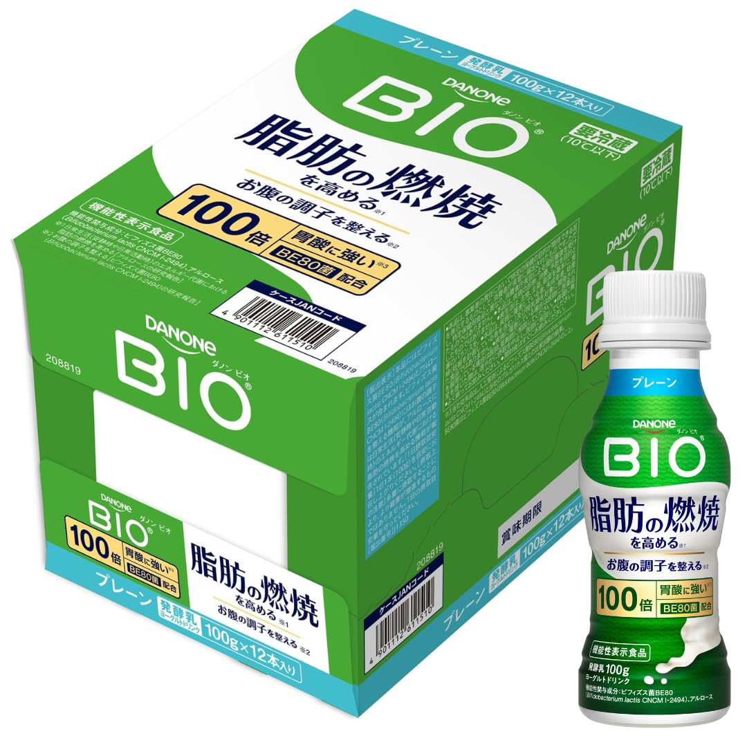 (Refrigerated) Dannon Bio Fat Burning Yogurt Drink, Plain, 3.5 oz (100 g) x 12 Bottles