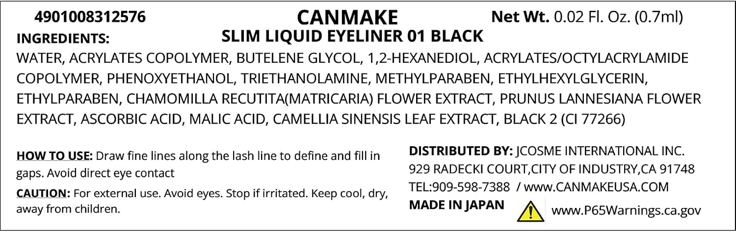 Жидкая подводка для глаз Canmake Slim 01, Black черный (01 black), фото 4