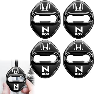 ホンダ N-BOX対応 アクセサリー 車用 ドアロック ストライカーカバー 4個セット ドア ストライカー カバー N-BOX JF1/JF2/JF3/JF4/JF5/JF6 全グレード対応 鏡面ステンレス製 防錆 耐久性 貼り付けタイプ 簡単取り付け 専属ロゴ 4色選択可 カスタム パーツ 高級 カー用品 (N-BOX ブラック) [並行輸入品]