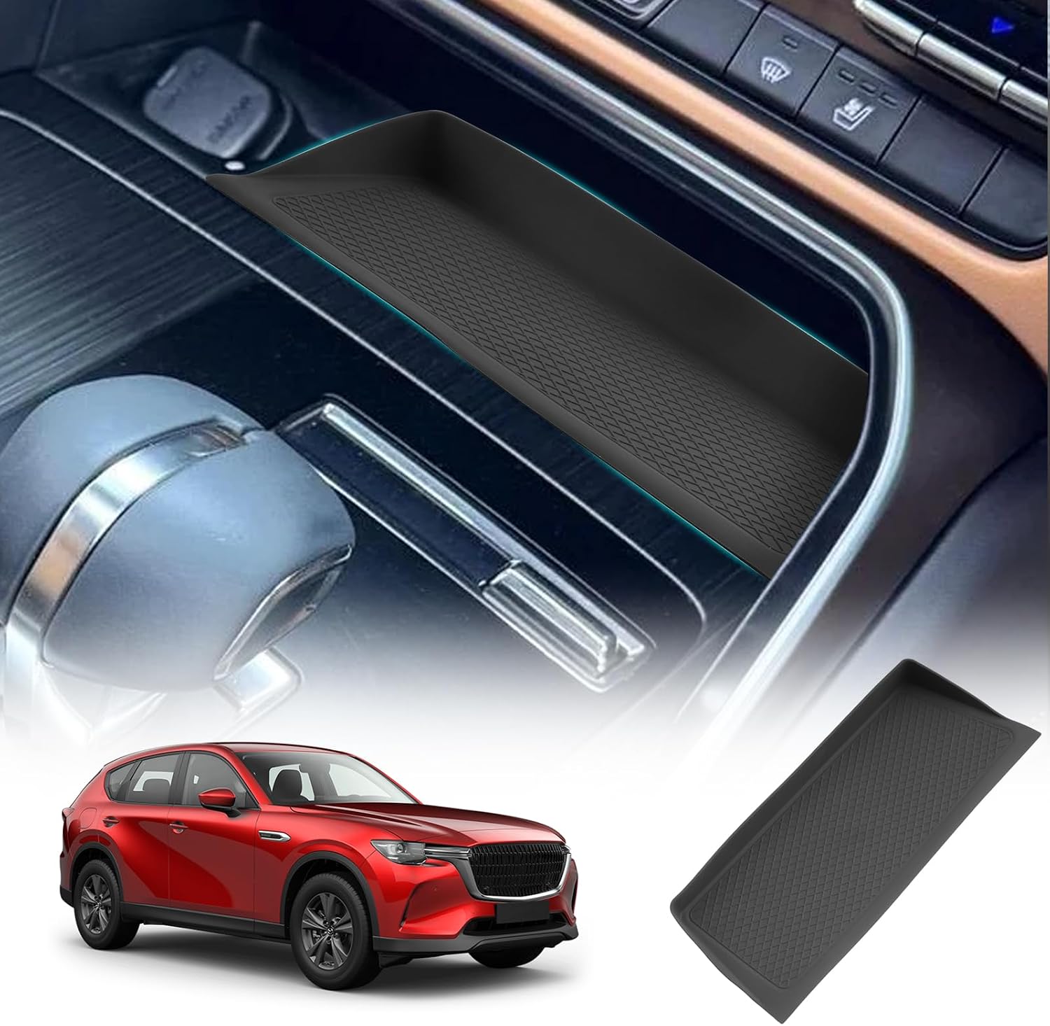 Резиновый коврик SHAOHAO новой модели Mazda CX60 CX80 с лотком для беспроводной зарядки, Специальный резиновый коврик Mazda CX-60 CX-80, противоскользящий, 1 шт., фото 8