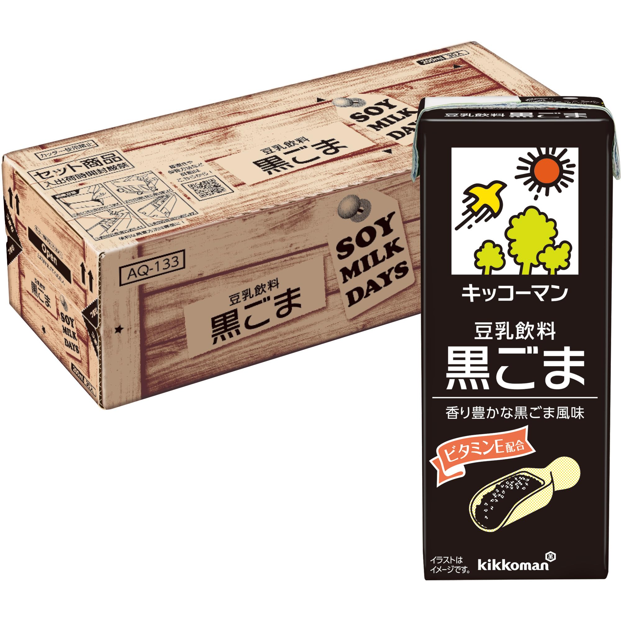 【Amazon.co.jp Exclusive】Kikkoman Soy Milk Beverage, Black Sesame, SOYMILK DAYS 6.8 fl oz (200 ml) x 30 Packets