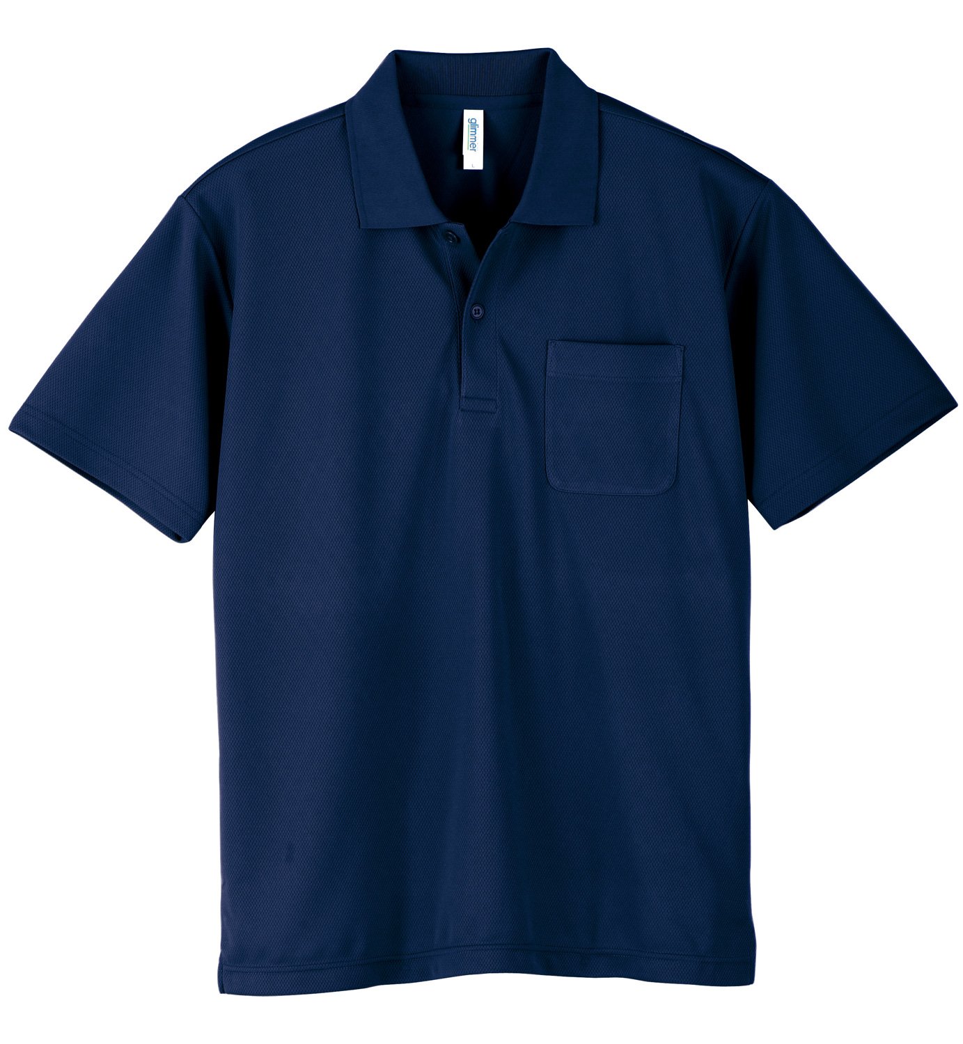 glimmer Dry Mesh Men’s Polo Shirt with Pocket, UV Protection, Quick-Drying Large navy