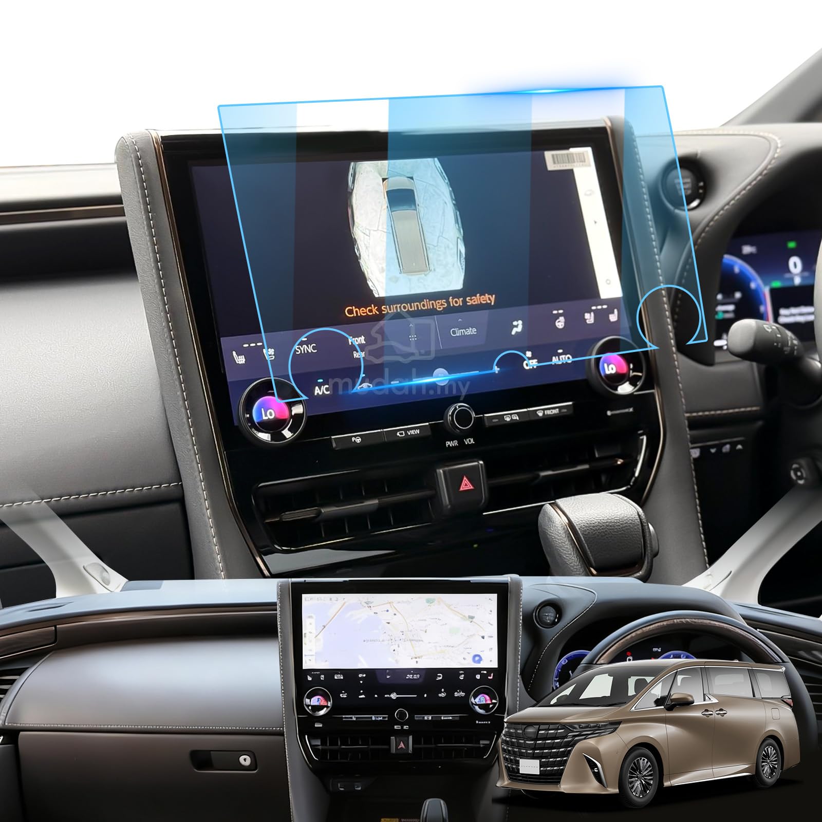 LFOTPP Toyota Alphard Vellfire 40 Series Car Navigation Film, 14 Inch 9H Tempered Glass Film, Alphard 40 Series, Navigation Protective Film, Shockproof, High Sensitivity, Fingerprint Reduction, No Bubbles, Self-Adhesion, 40 Alphards, Accessories, Interior, Custom Parts Toyota Alphard 40 14" Navigation