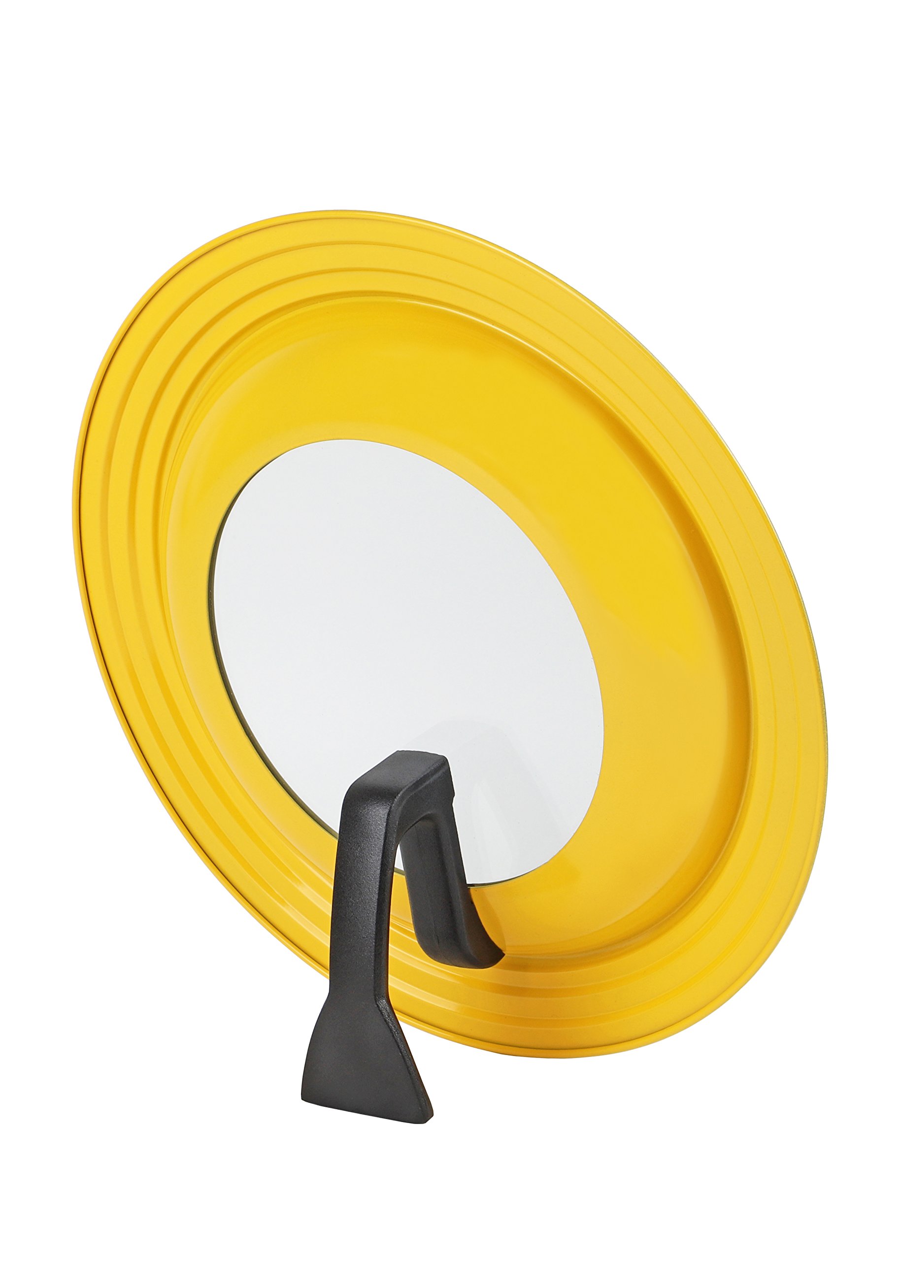 Delish Kitchen Pearl Metal Standing Pan Cover, Yellow, 9.4 - 11.0 inches (24 - 28 cm), Silicone, Window HB-4239
