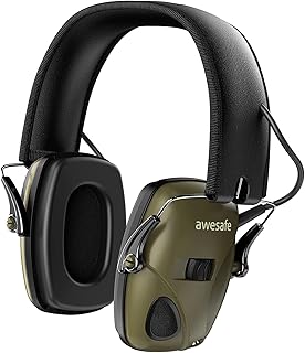 awesafe 防音イヤーマフ 防音/サウンドアンプ NRR 22 射撃や狩りに理想的なアイテム - グリーン（収納ボックスなし）