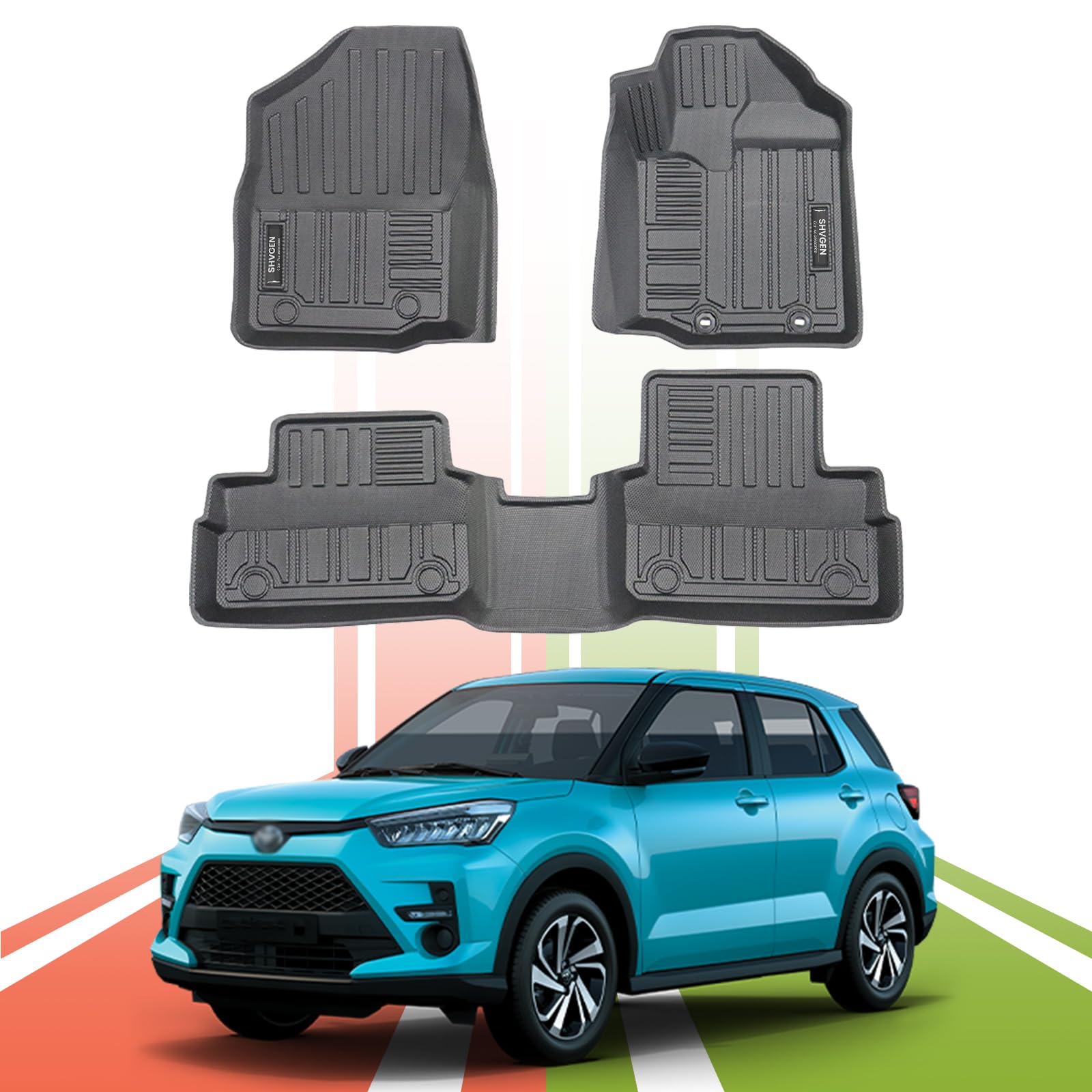 適合新型トヨタライズRAIZE ダイハツ ロッキー ROCKY フロアマット専用設計 H31.11～現行 3D立体構造ライズ フロアマットライズ 防水マットトランクマットラゲージトレイ 荷室 マット防水新型ライズ/ロッキー アクセサリー 縁高 TPE材質 耐摩擦 耐汚 取付簡単 カー用品（ハイブリッド ／ガソリン兼用）
