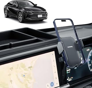 【BIXUAN】トヨタ クラウン 35系 スマホホルダー 16代目 35系 12.3インチナビ 専用 スマホスタンド | 収納 小物入れ 取付簡単 片手操作 Toyota Crown 省スペース カスタムパーツ スマホ置き 車用 360度回転 落ちない クラウンクロスオーバー アクセサリー