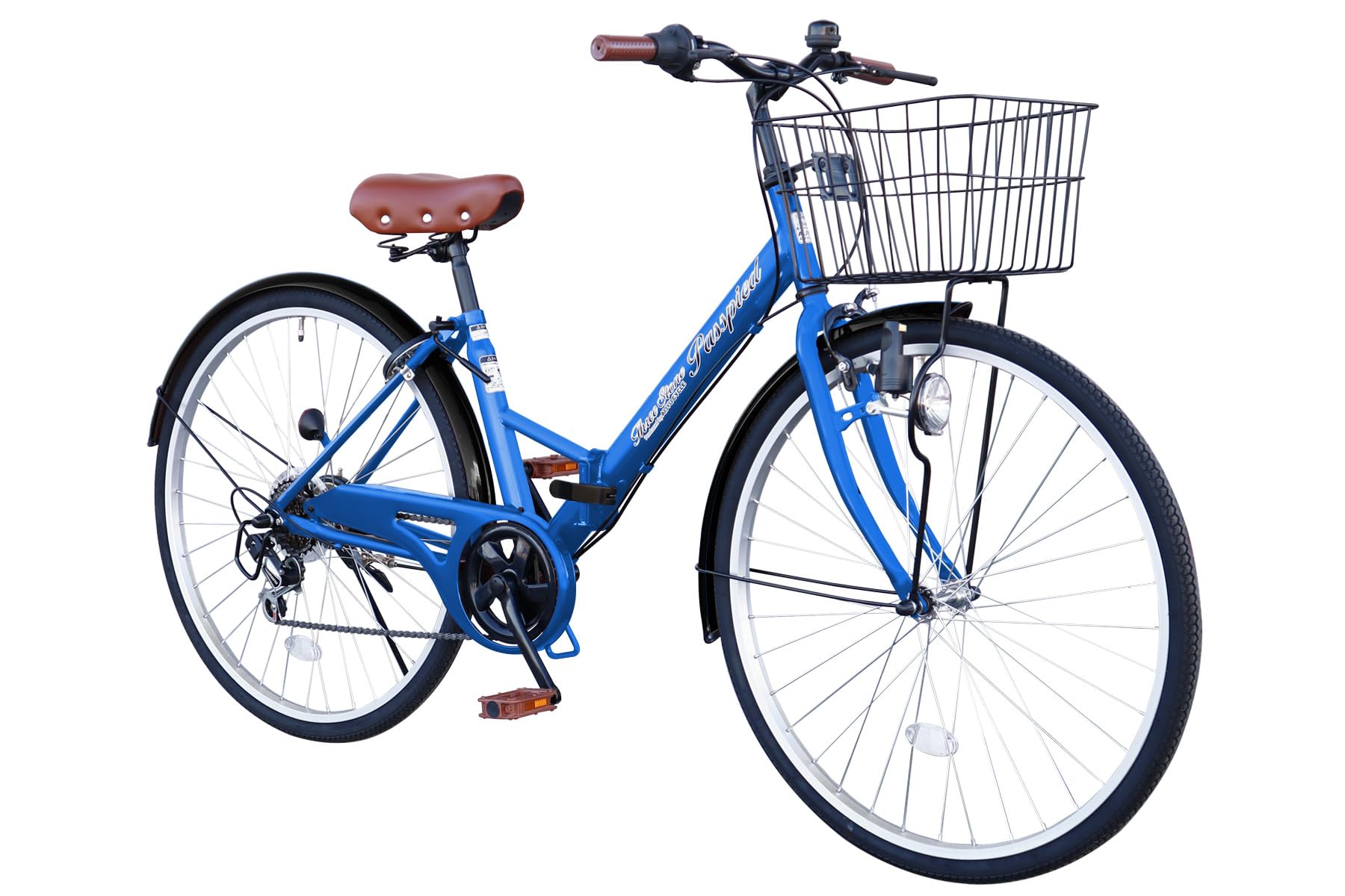 TS26B City Bike, 26 Inches, 12 Colors to Choose from, Shimano 6 Speed Gears, Air Pump, Folding matte blue
