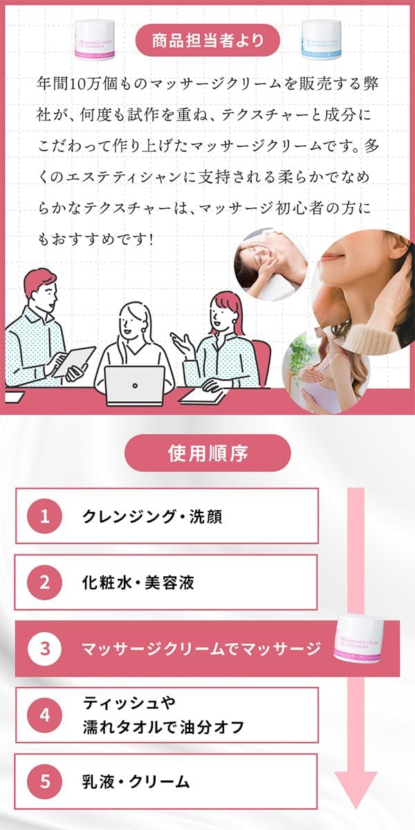 SEVEN BEAUTY Massage Cream Collagen 450 г для профессионального использования [Профессиональное использование большой емкости для лица и тела, вытирание ненужной отечности лица], фото 4