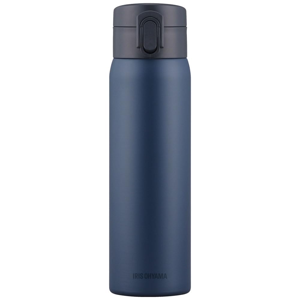 IRIS OHYAMA SKB-O500 Water Bottle, 500ml, Vacuum Insulated, 6 Hours Temperature Retention, Easy One-Touch Opening and Drinking, Suitable for Office Use, Direct Drinking, Easy to Clean and Maintain One-touch navy 500 ml