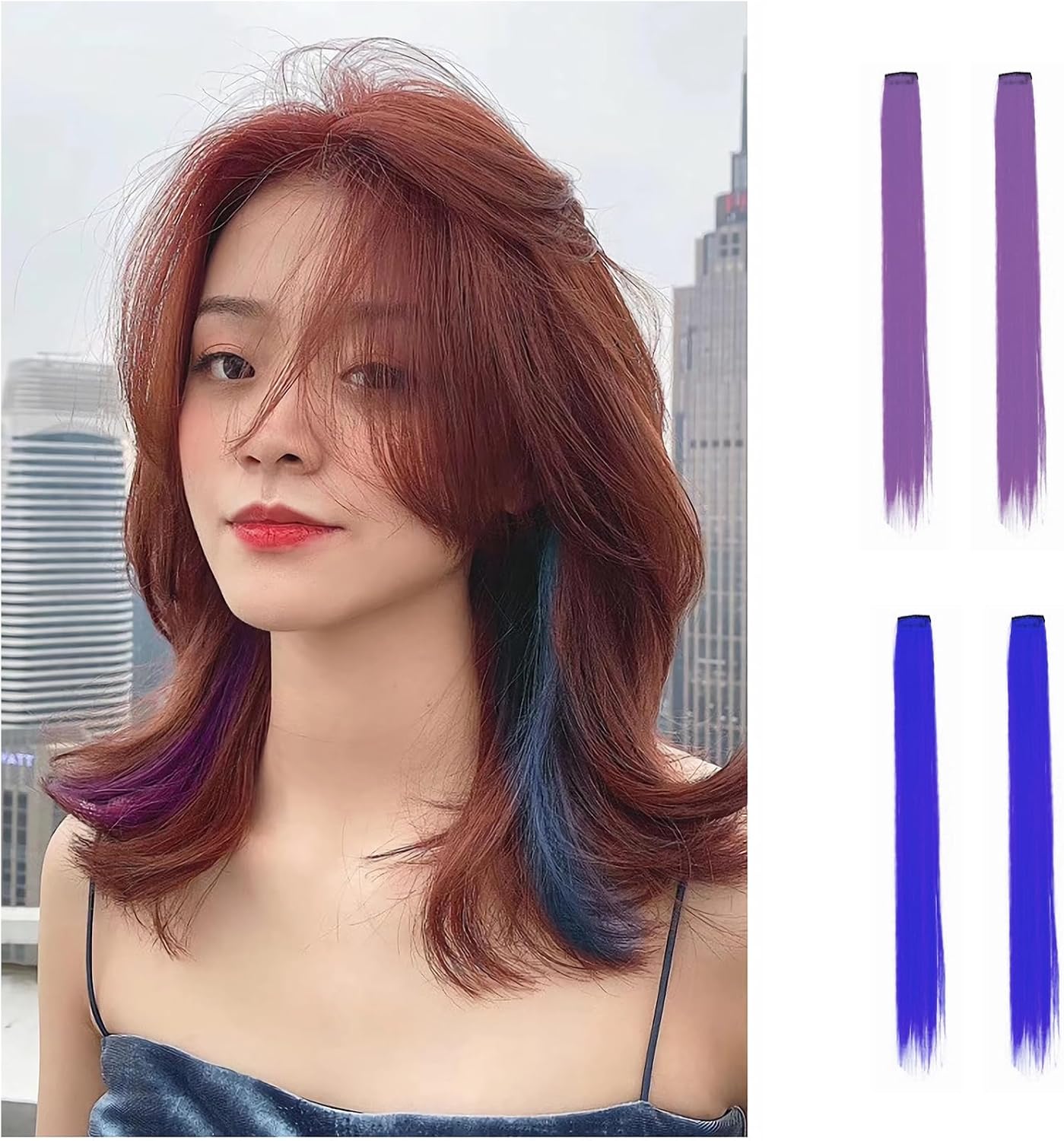 【BEAUTY PLAYER】 Парик для наращивания волос One touch color Синий детский удлинитель из 10 предметов в наборе One touch легко надеваемый парик-клипса для волос Термостойкий Ежедневный веселый танец, презентация, модный костюм для вечеринки (10 предметов синего цвета), фото 7