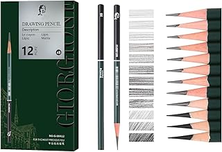 Roseelf デッサン用鉛筆 スケッチ鉛筆 画材セット 木炭 描画 イラスト 美術用品 プレゼント - 12本セット（紙箱入り・基礎鉛筆のみ）