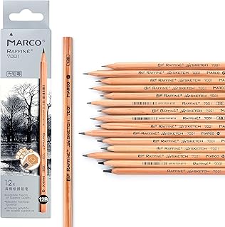 Marco 7001 木製鉛筆 デッサン用エンピツ プロフェッショナル スケッチ用木製鉛筆 六角軸 (7001-12B, 12)