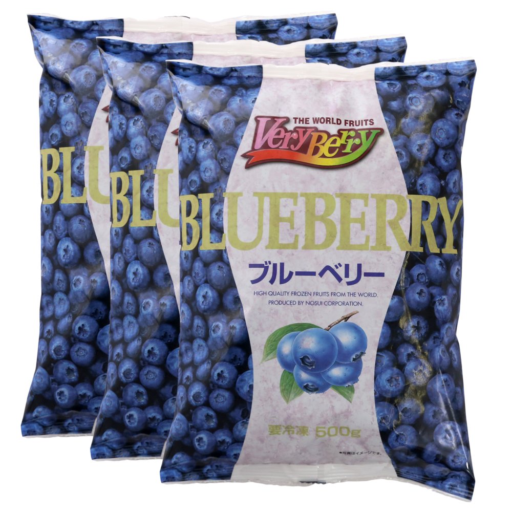 【Frozen】Commercial Use Fruit VeryBerry Frozen Blueberry 17.6 oz (500 g) × 3 Bags Set Norsui Frozen Fruit
