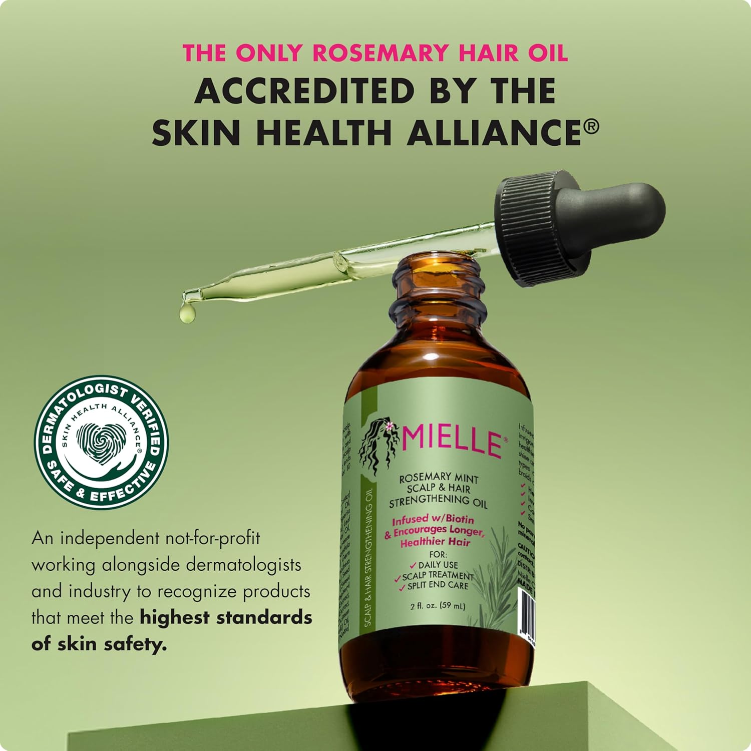 Масло для кожи головы и волос Mielle Organics с розмарином и мятой, укрепляющее кожу головы и волосы с биотином и эфирными маслами, 60 мл (2 жидких унции), фото 4