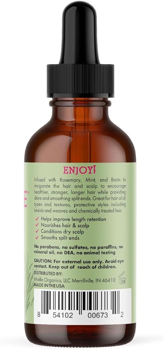 Масло для кожи головы и волос Mielle Organics с розмарином и мятой, укрепляющее кожу головы и волосы с биотином и эфирными маслами, 60 мл (2 жидких унции), фото 8