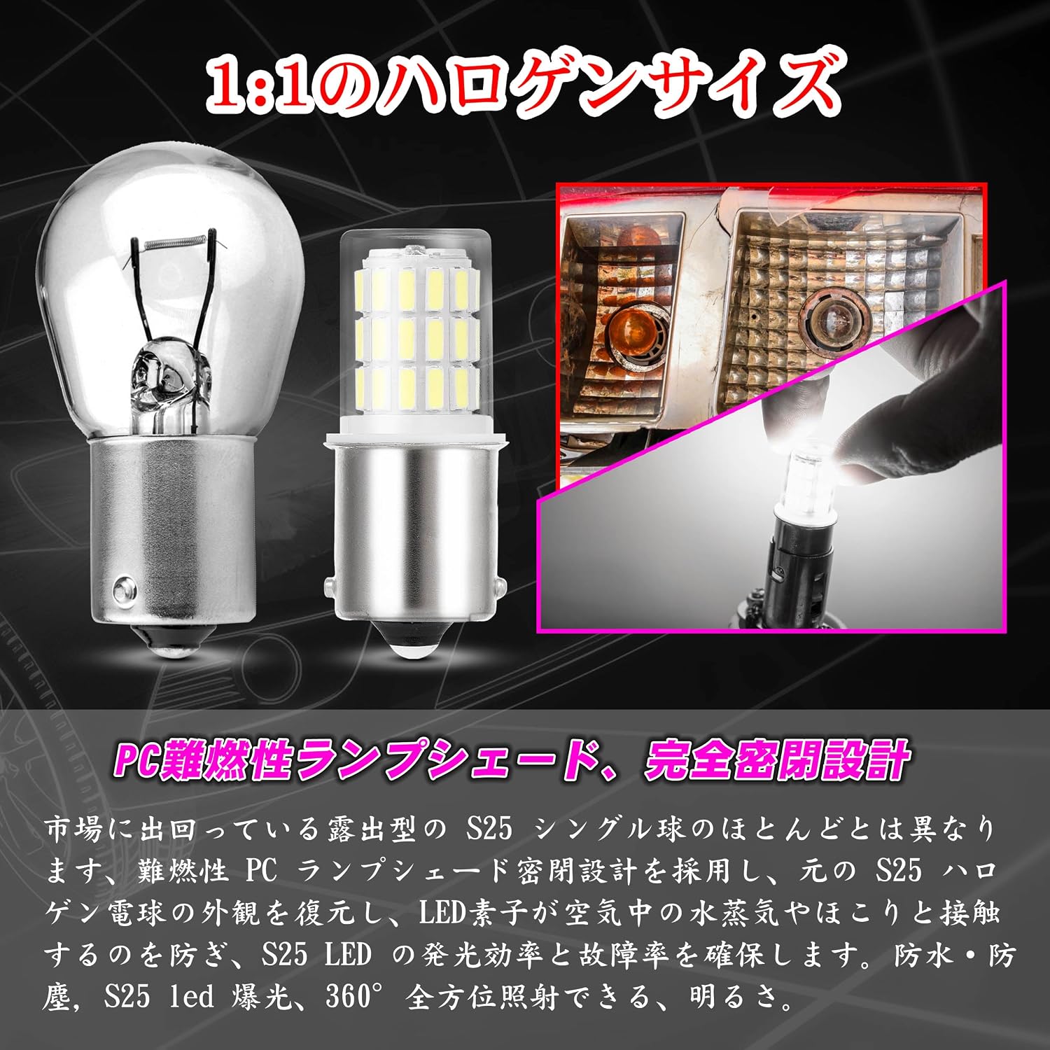 S25 LED Одиночный задний фонарь LED белого цвета для автомобиля 12V-24V, 2 предмета, фото 7