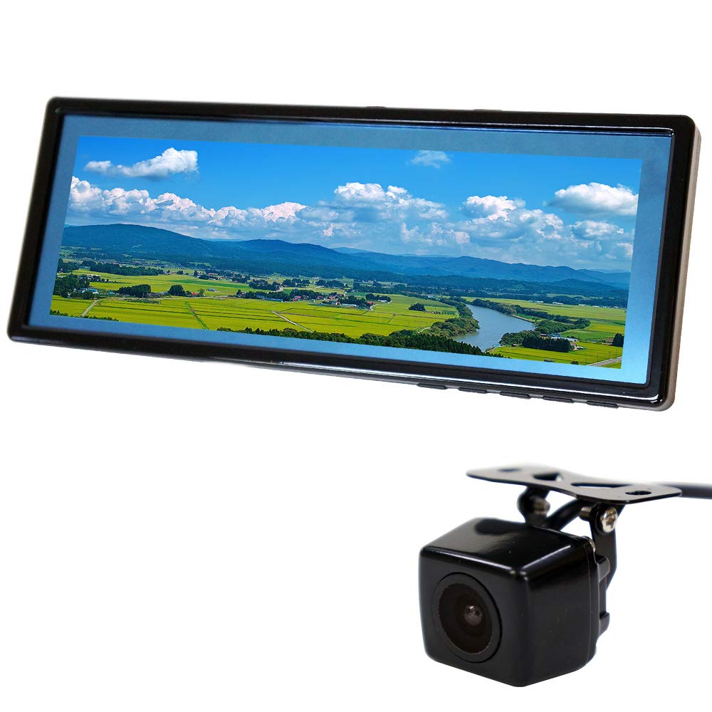 Driveworld Rearview Mirror Monitor Set Rearview Mirror Monitor 9.1 inch 12V 24V Backup Camera Rectangular Camera Synced Truck Compatible [B391C859B]