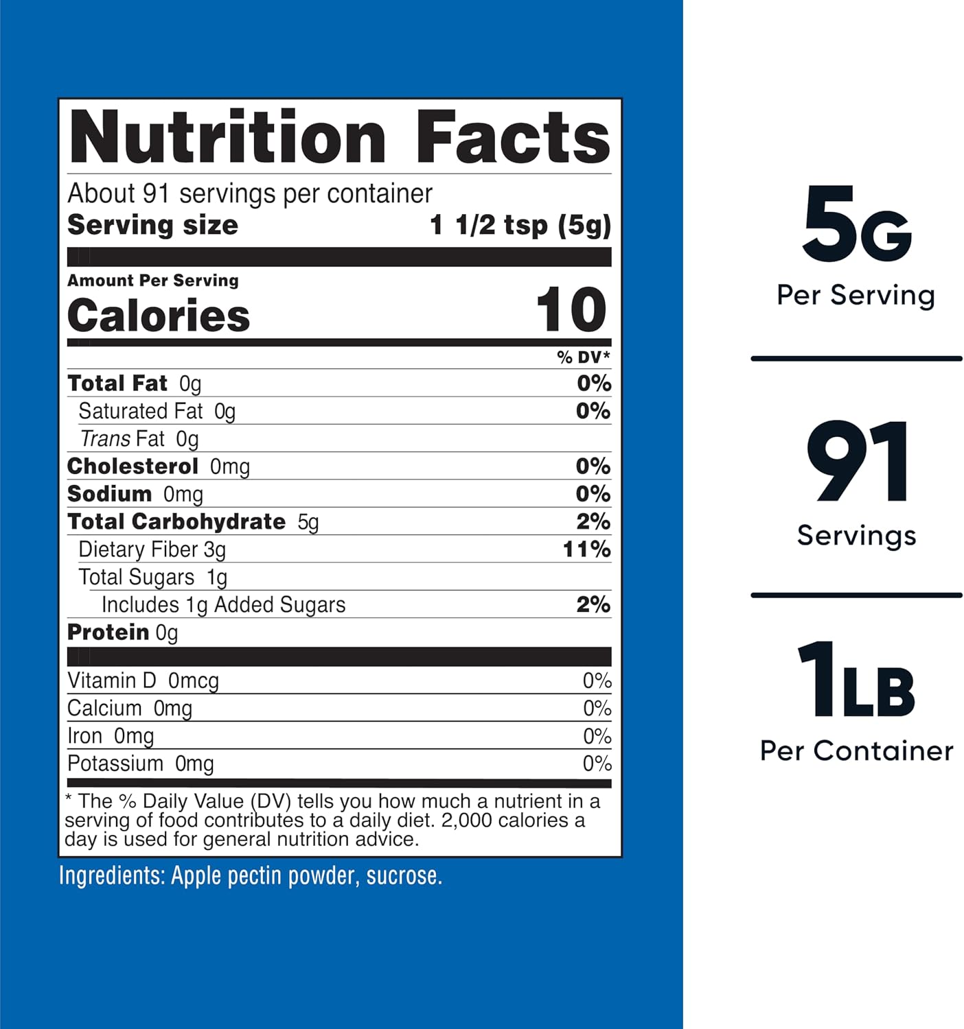 Яблочный пектиновый порошок Nutricost без вкуса, 1 фунт (454 г), примерно на 91 день без глютена, без ГМО, для веганов без глютена / 1 г на 5 приемов пищи, без гмо., фото 2