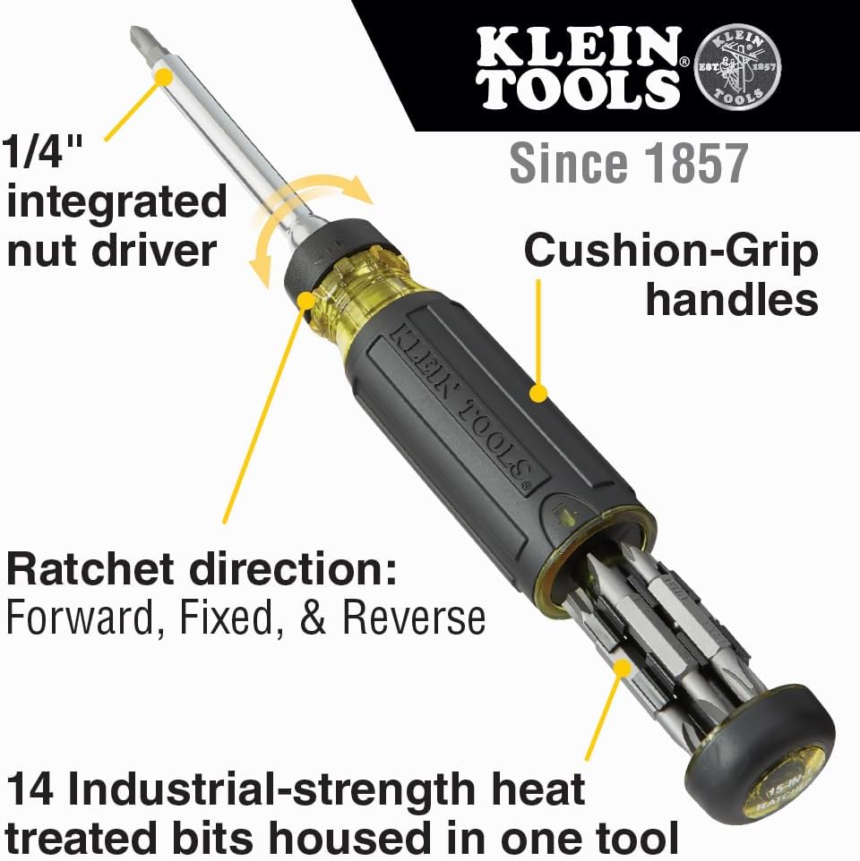 МНОГОРАЗРЯДНАЯ ОТВЕРТКА С ХРАПОВЫМ МЕХАНИЗМОМ KLEIN TOOLS 32305, фото 2