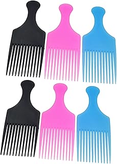 6個ヘアスリング用コーム 耐久性のある理髪店用品 滑らかなコーム歯で使いやすい ヘアサロンやバーバーショップ向け 黒 ピンク 青