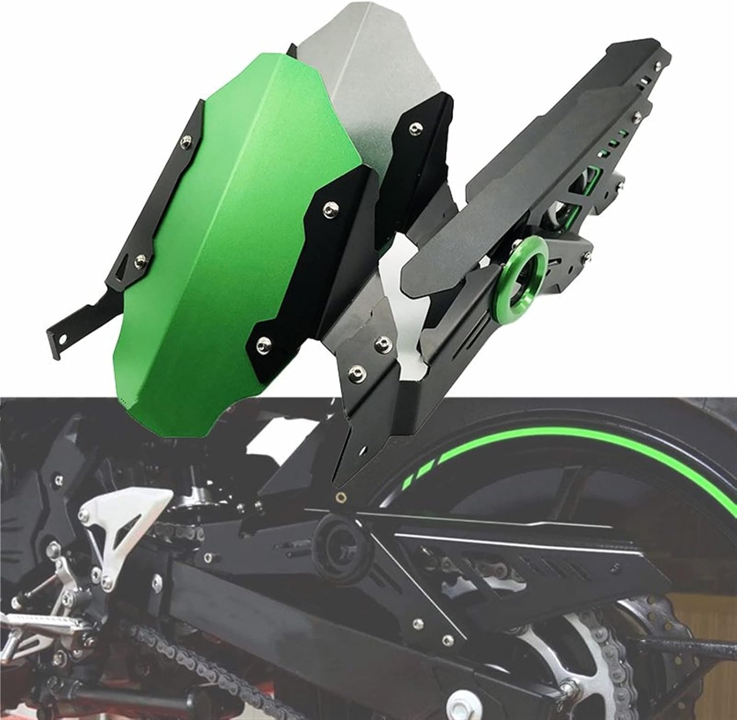 Подходит для крышки крыла Подходит для Kawasaki Подходит для Ninja 400 Подходит для Ninja-400 Подходит для Ninja 250 2018-2019 Аксессуары для мотоциклов Брызговик с ЧПУ Защита цепи заднего крыла (золото), фото 3